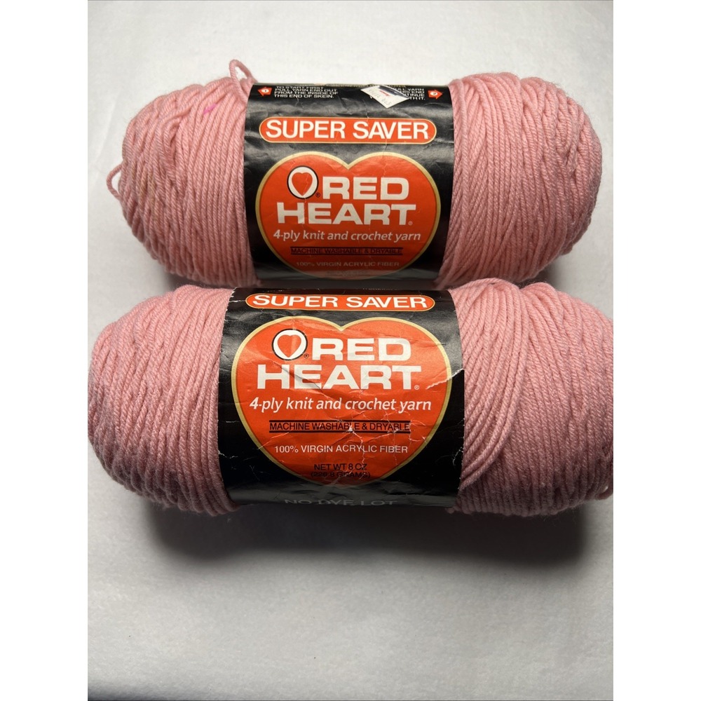 Red Heart Super Saver Yarn 4ply Acrylic 0372 Rose Pink 2 8 oz Skeins Lot 2